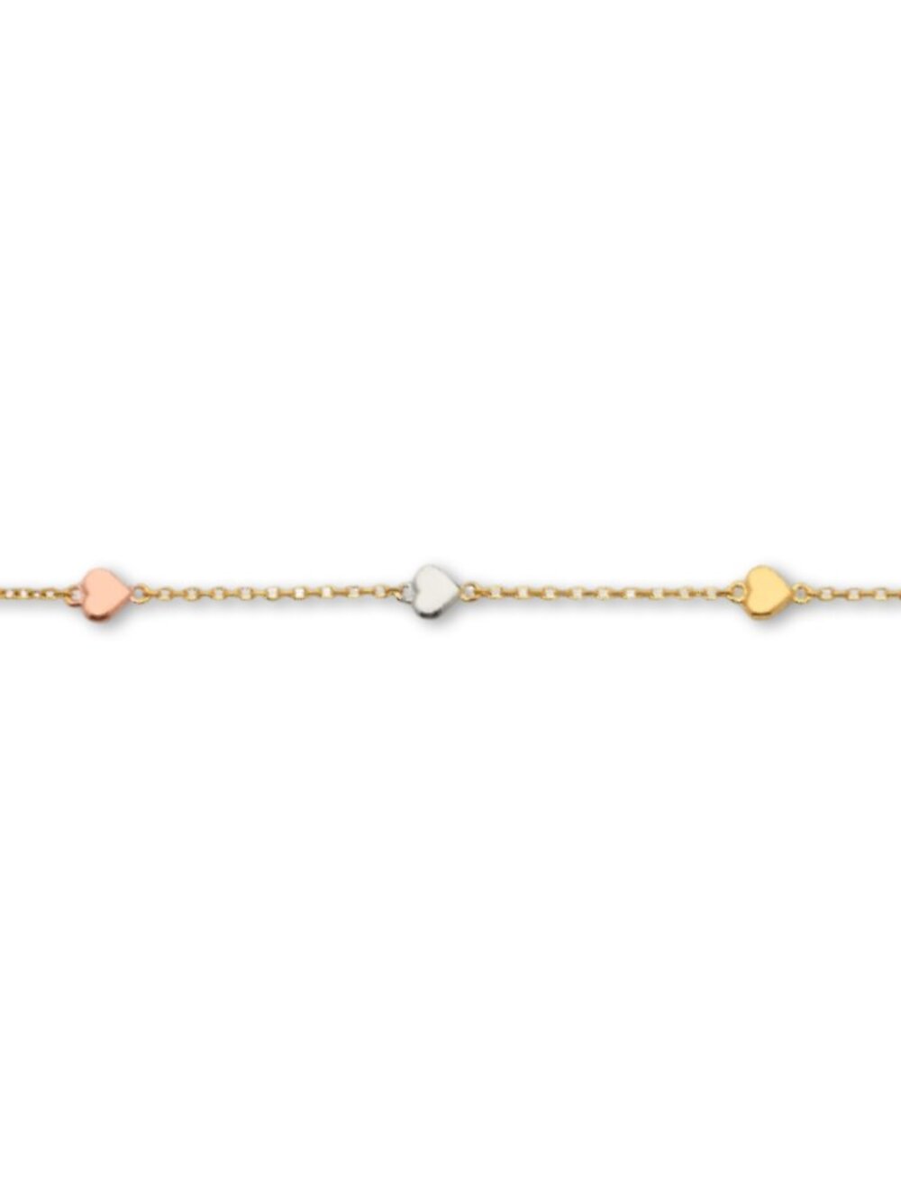 14K Solid Gold Tri Color Heart Bracelet | Dainty Love Gift By Tehrani Jewelry